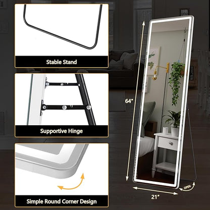 NEWBULIG Full Length Mirror, Full Body Floor Mirror with Aluminum Alloy Thin Frame, Wall or Standing Mirror for Bedroom, Living Room, Dressing Room