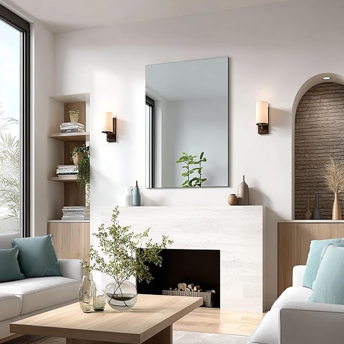 CILIBER Frameless Mirror, 24x36 Mirrors for Wall, Rectangle Bathroom Mirror for Over Sink, Frameless Vanity Mirror with Polished Edge, 3mm Tempered Glass, Hangs Horizontally or Vertically