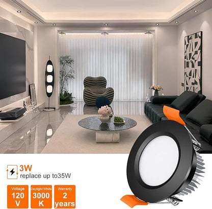 inShareplus 2 Inch LED Recessed Lighting, Black Downlight Dimmable 3W (35W Equivalent), 3000K Warm White, CRI80, Recessed Light Fixtures with LED Driver (10 Pack
