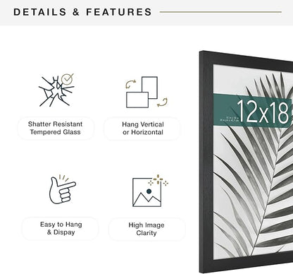 MCS Studio Gallery 12x18 Picture Frame Black Woodgrain Engineered Wood, Rectangle Photo Frame for Photos, Posters & Art Prints (1-Pack)