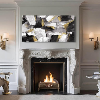 SOUGUAN Black and White Art Pictures Abstract Wall Hangings Decor Modern Artwork 20"X40" Wall Decorations for Bedroom Posters for Office