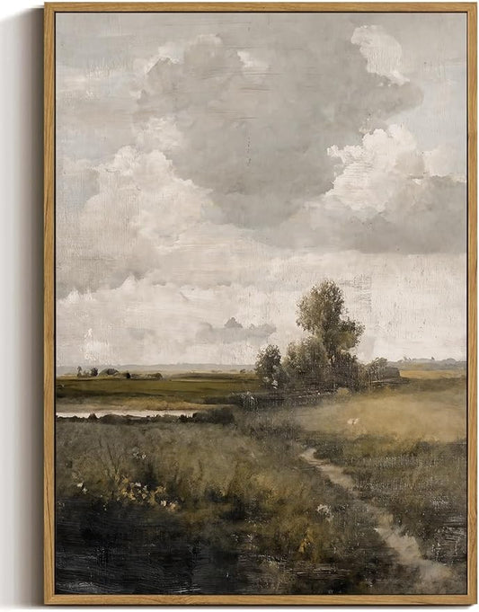 WALLZK Vintage Framed Wall Art Nature Landscape Canvas Prints Farmhouse Wall Decor Cottagecore Artwork for Walls Living Room Bedroom Bathroom 8"x10"