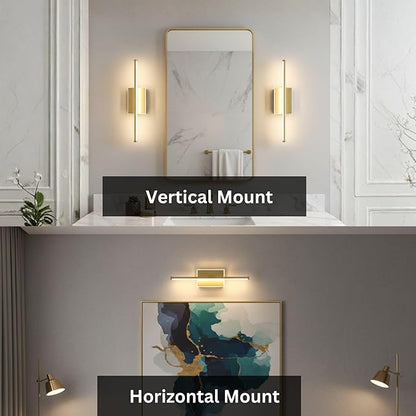 20-Inch Smart LED Vanity Light Bar | Dual Light Source (10W Main/3W Motion Sensor) | 4 Switch Modes (Incl. Night Light) | 3000K, 1040LM, CRI 90+, Dimmable, ETL(Brushed Gold)