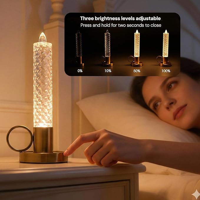 L LOHAS LED Flameless Candles, 3 Level Brightness Adjustable, 1000mAh Rechargeable Battery Operated Candles, 3000K Soft White, Fake Candles for Valentines Aniversary Wedding, 3.54"x2.95"x7.75", 2 Pack
