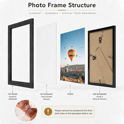 JCJMY 5x6 Black Picture Frame Set of 6, Horizontal and Vertical Formats for Wall Hanging, 5 x 6 Wall Gallery Poster Photo Frames with Shatter Resistant Plexiglass, 6 Pack, Black