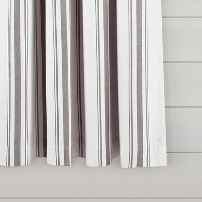 Lush Decor Farmhouse Stripe Yarn Dyed Eco-Friendly Recycled Cotton Window Curtain Panel Pair, 42" W x 63" L, Gray - Classic Modern Rustic Charm - Eco Friendly Cotton Fabric