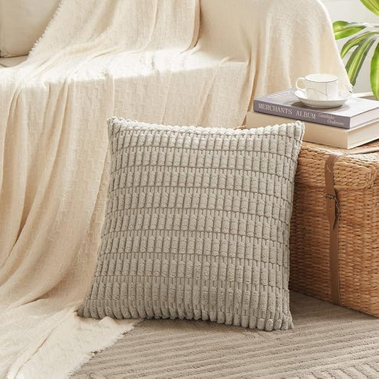 Fancy Homi 4 Packs Decorative Throw Pillow Covers for Living Room Couch Bed, Modern Farmhouse Boho Home Décor Accent Cushion Case, 14" x 14", Taupe