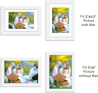 Picrit 4x6 Picture Frame Set of 12, Display 3.5x5 with Mat or 4x6 without Mat, Photo Frames for Wall Mounting or Table Top Display, White