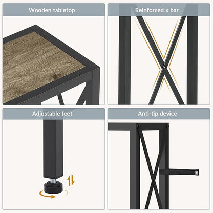 Gewudraw Sofa Table with Oulets and USB Ports, 55.1" Couch Table Behind Sofa, Industrial Long Skinny Stand for Hallway, Living Room, Bedroom, 6.5 Feet Power Cord