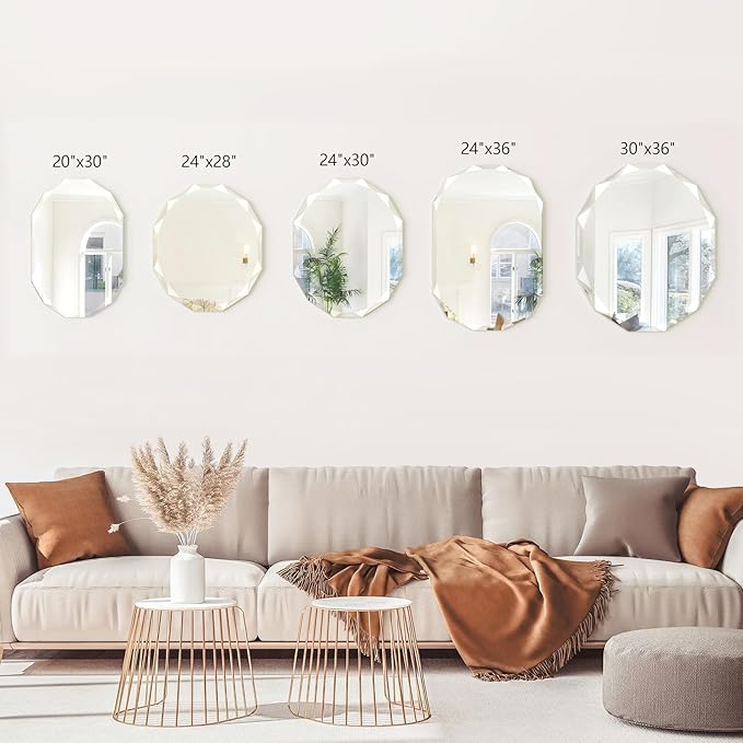Bathroom Mirrors for Over Sink, Round Frameless Mirrors for Wall, 30x30 Inch Beveled Bathroom Mirror, Bathroom Vanity Circle Mirror for Bedroom Living Room Entryway Home Decor