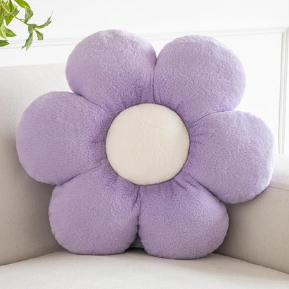 Flower Pillows, Decorative Pillows for Couch, Cute Daisy Pillow for Bed, Flower Shaped Decorative Throw Pillow Room Decor (Lavender Purple, 14.9 Inches)