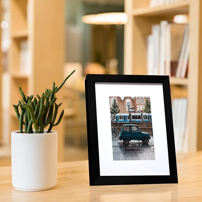 BESCRCL 8x10 Picture Frame Black Set of 6, Display Pictures 5x7 with Mat or 8x10 Without Mat for Wall Mounting or TableTop
