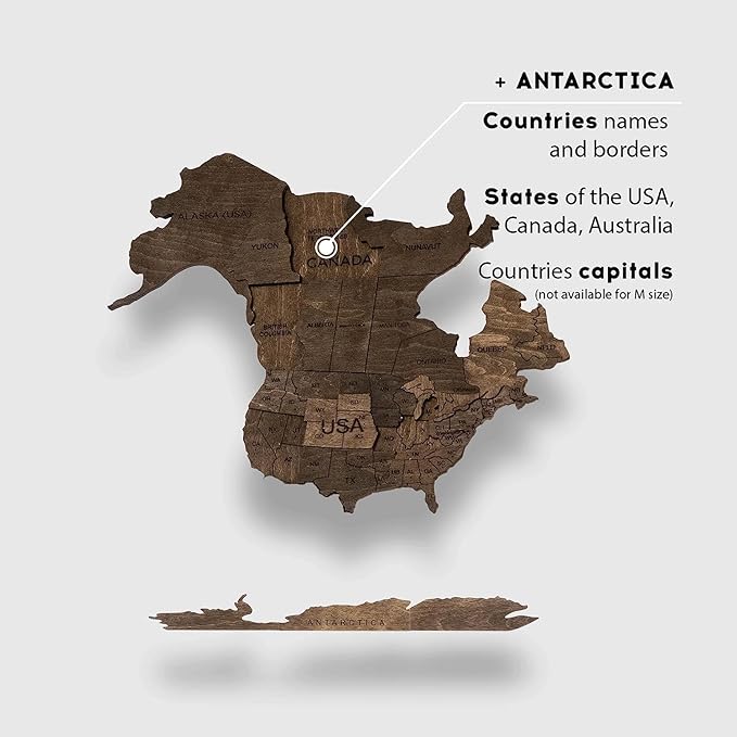 Enjoy The Wood 3D Wooden World Map Wall Art - Large Travel Map with Pins for Art Decor - Decorative Map of the World for Home, Office - Travel Wall Art Housewarming Gift Idea (Dark Walnut, 3XL, Unframed)