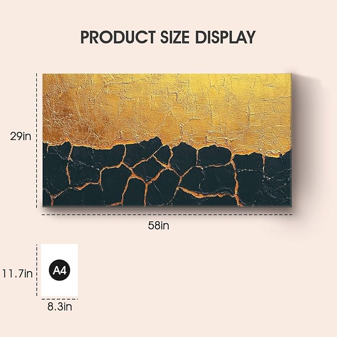 Iallbin Abstract Canvas Wall Art, Large Wall Art for Living Room, for Wall Modern Paintings Wall Decor Living Room (Abstract, Black and Yellow, 58L x 29W)