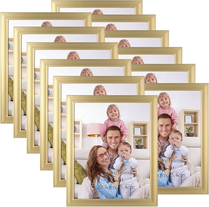 Giftgarden 8x10 Picture Frame Gold Set of 12, Multi Modern 8 x 10 Frames Bulk for Wall or Tabletop Display