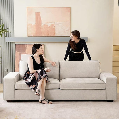 COOSLEEP 71.2" Modern Sofa Couch for Bedroom, Loveseat with Removable Cover, Wide Armrest, Spring Cushions and Solid Wood Frame, Chenille, Easy Assembly for Small Spaces(Beige)