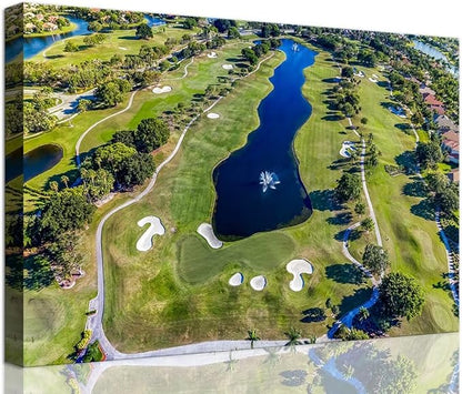 WESTON FL USA Golf Course Wall Art for Office Golf Course Picture Wall Decor for Living Room Bedroom Bathroom Home Decorations Canvas Prints Modern Artwork Framed Ready to Hang(18''H x 24''W)
