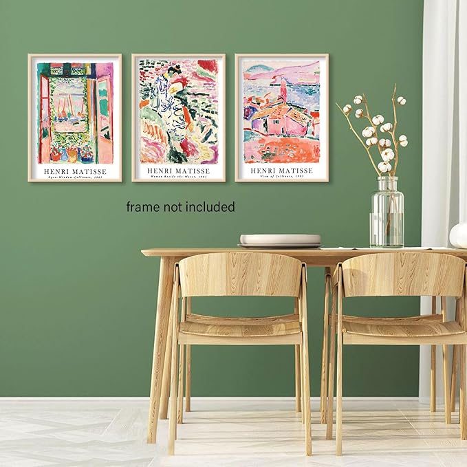 LYPHNX Henri Mattise Poster Wall Art Colorful Abstract Prints Set of 3 Vintage Aesthetic Canva Painting Picuter Floral Botanical Home Decor for LIving Room Bedroom Girls Room 16"x24" Unframed