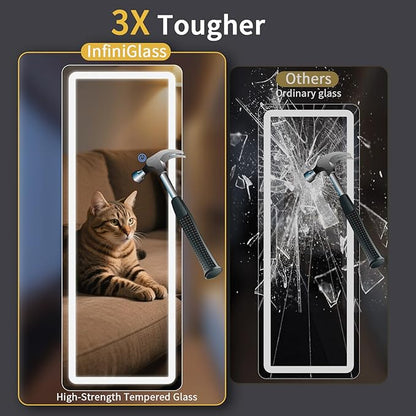 Standing Mirror Full Length with LED Lights, 76"x34" Lighted Mirror with Dimming & 3 Color Lighting, Tall Mirror Full Body for Bedroom, Dressing Room