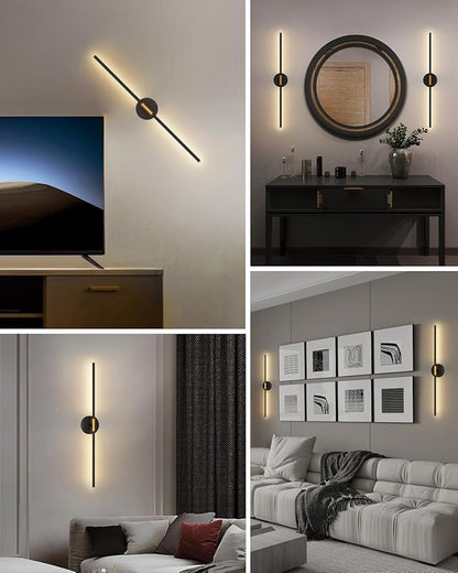 Battery Operated Wall Sconces Set of 2, 360° Rotatable Wall Sconce with Remote, 3000K Dimmable Magnetic Mount Wall Sconces, Rechargeable 28.3inch Wall Lights for Bedroom, Living Room, Dinning Room