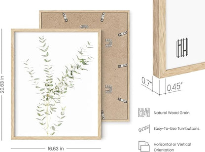 HAUS AND HUES Botanical Plant Wall Art Prints - Set of 4 Plant Wall Decor Prints, Floral Kitchen, Flower Leaves Wall Art, Boho Leaf Eucalyptus Wall Decor, Green Botanical Poster (Beige Frame, 16x20)