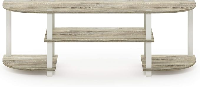 Furinno Turn-S-Tube Wide TV Entertainment Center, Sonoma Oak/White, 47. 25x13. 4x15. 9