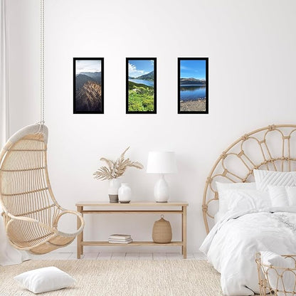 JCJMY 5x15 Black Picture Frame Set of 6, Horizontal and Vertical Formats for Wall Hanging, 5 x 15 Wall Gallery Poster Photo Frames with Shatter Resistant Plexiglass, 6 Pack, Black