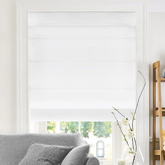 CHICOLOGY Cordless Roman Shade, Light Filtering Privacy Liner, Textured Belgian Snow Fabric, True-to-Size 31" W x 64" H, Inside/Outside/Ceiling Mount Window Treatment for Living Room Bedroom