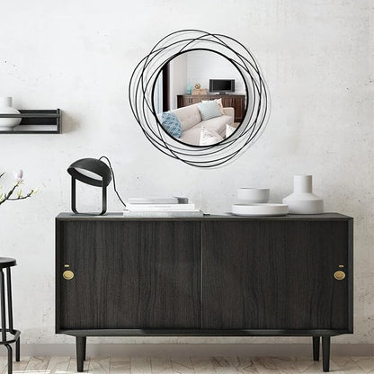 ironsmithn Wall Mirror Mounted Round Decorative Mirrors Circle for Bathroom Vanity, Living Room or Bedroom (Black1)