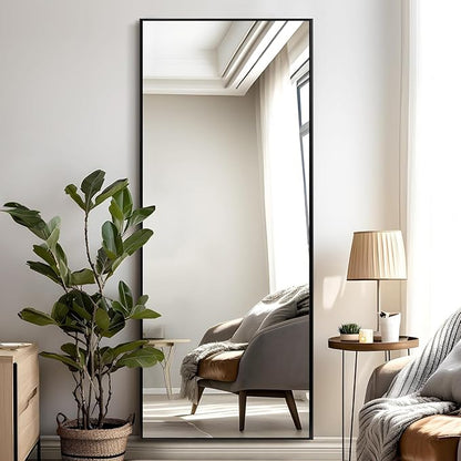 Simple Deluxe Full Length Mirror, 65"×24" Large Floor Mirrors, for Wall Door Bedroom Bathroom Living Room (Black)