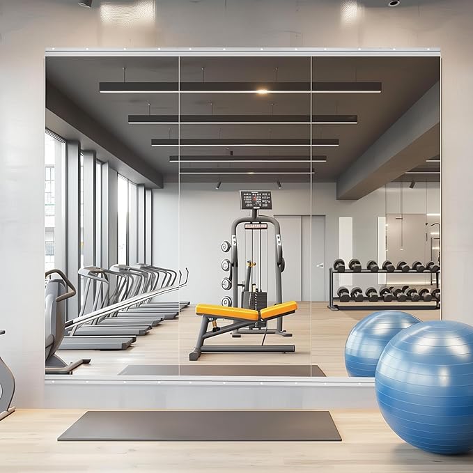 3 PCS Tempered Glass Home Gym Mirror 48 x 24 Inch (Each), Full Length Wall Mounted & Frameless Full Mirror for Gym, Yoga Studio, Dancing Studio
