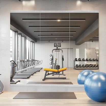 3 PCS Tempered Glass Home Gym Mirror 48 x 24 Inch (Each), Full Length Wall Mounted & Frameless Full Mirror for Gym, Yoga Studio, Dancing Studio