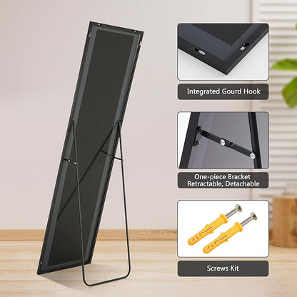 Simple Deluxe Full Length Mirror, 59"x16" Large Floor Mirrors, for Wall Door Bedroom Bathroom Living Room (Black)