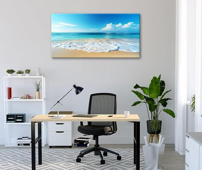 Beach Pictures Wall Art Canvas Print Ocean Pictures Wall Decor Blue Seascape Painting Large Beach Landscape Picture Modern for Home Living Room Bedroom Bathroom Office Decorations 20" x 40"