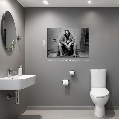 Funny Bathroom Wall Decor for Room Aesthetics - 90s Movie Posters Black and White Wall Art, Toilet Humour Amusing Cool Wall Art Funny Bathroom Signs 12X16 in