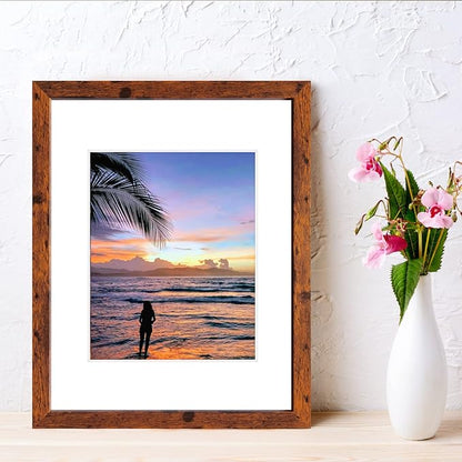 SESEAT 11x14 Picture Frames Display Pictures 8x10 With mat or 11x14 Prints Without Mat,Wall Mounting,Brown,6PCS