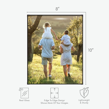MANTELLO ESSENTIALS 8x10 Picture Frame - Set of 6 - Black Frames, Picture Frames for Wall and Tabletop