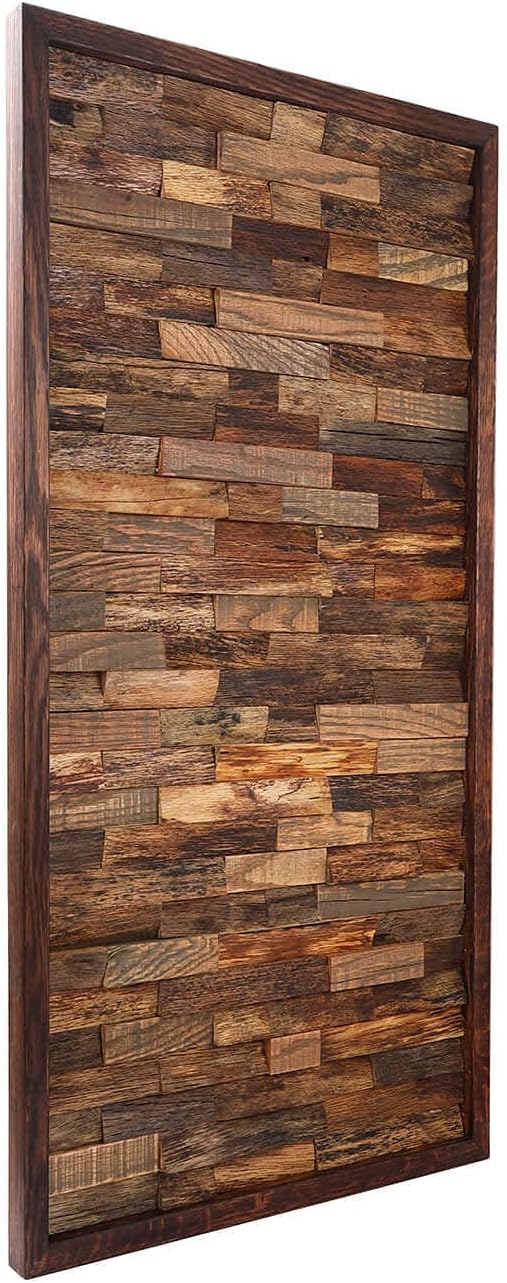 CONSDAN Wood Wall Decor | USA Grown Hardwood, Rustic Wooden Wall Art, Home Decorations for Living Room and Bedroom Aesthetic, Framed and Ready to Hang, Brick, 36" x 18"