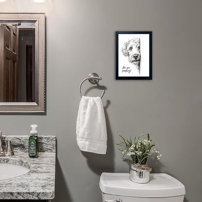 Gongyuanyihao Arts Funny Dog Bathroom Wall Art with Black Frame, Are You Pooping Sign for Farmhouse Restroom Decor, Rustic Humorous Canvas Print Painting Ready to Hang 11"x14"
