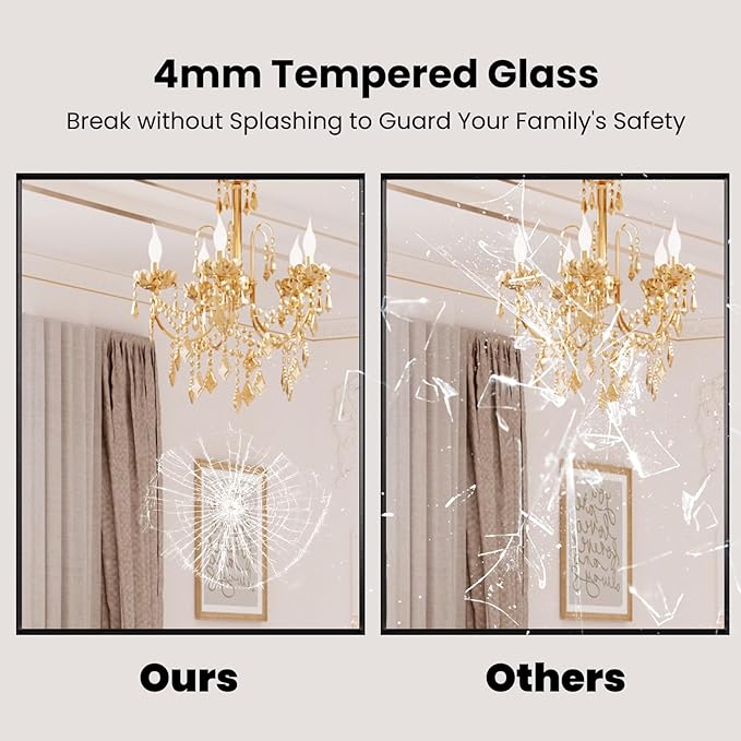 LOAAO Black Bathroom Mirror 84"X32" for Wall, Rectangle Bathroom Vanity Mirror, Tempered Glass, Hangs Vertically or Horizontally, Easy to Install, Modern Design