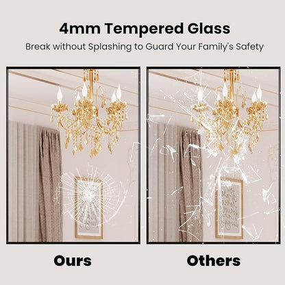 LOAAO Black Bathroom Mirror 28"X36" for Wall, Rectangle Bathroom Vanity Mirror, Hangs Vertically or Horizontally, Easy to Install, Modern Design