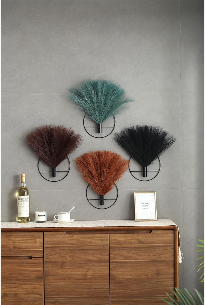 Pretty Jolly Boho Wall Decor Pampas, Wall-Mounted Metal Wall Art, Hanging Artificial Plant, Wall Decor for Living Room, Bedroom, Bathroom, Office, Dorm, Modern wall Decor,2 Pack