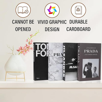 PROBENEX Marble Large | 4 PCS Faux Decorative Books for Home Decor | Not Real Books (Cardboard Boxes) | Coffee Table, Bookshelf & Shelf Styling Display Props for Living Room, Office