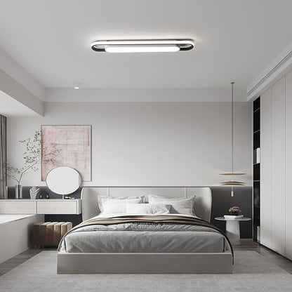 Dimmable LED Ceiling Light Modern Linear LED Ceiling Lamp 36.2" Smart Semi Flush Mount Wraparound Shape Lighting Fixture with Remote Control for Kitchen Dining Room & Laundry (50W)