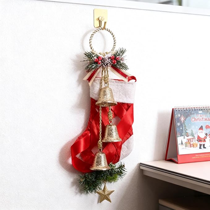 Christmas Bells Decorations Jingle Bell，Hanging Decorative for Door,Wall, Bedroom, Living Room,Tree Ornaments for Home Decor, Wreath, Door Hanging,Cluster Decorative Bells (Glittering Gold)