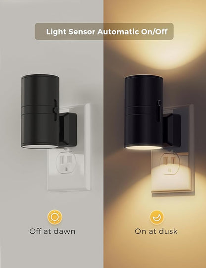 L LOHAS LED Night Light Plug in, Modern Night Lights Plug into Wall, Dusk to Dawn Sensor, Soft White 3000K, 0-100LM Adjustable Brightness, Dimmable Night Lights for Hallway Bedroom Stairway, 2 Pack