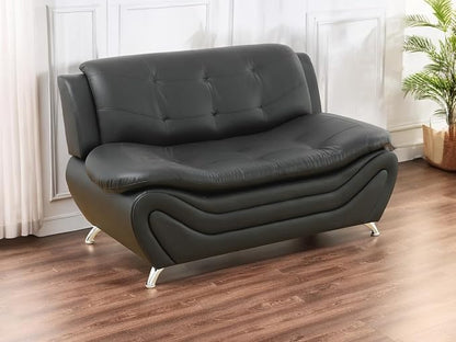 Leather Couches for Living Room, Living Room Couch Set, Sofa for Bedroom, Apartment, Living Room Furniture Sets (a-Leather Black, Loveseat)
