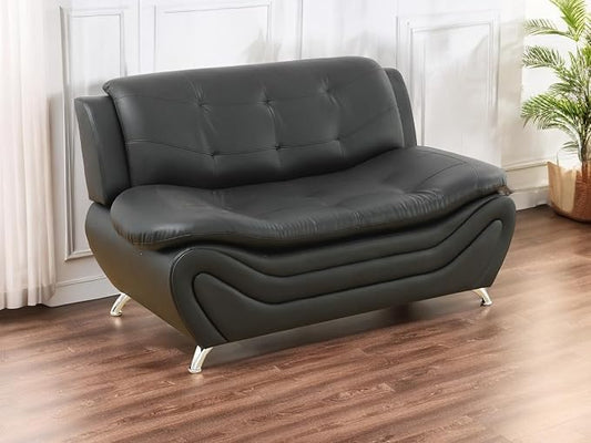 Leather Couches for Living Room, Living Room Couch Set, Sofa for Bedroom, Apartment, Living Room Furniture Sets (a-Leather Black, Loveseat)