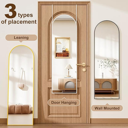 Rowjut Full Length Door Mirror, Wall Mounted Wall Mirrors, 50"X16" Arched Behind Door Mirror for Use in Living Rooms, Rooms, Bedrooms, Cloakrooms, etc. Durable & Stylish Home Decor (Gold).
