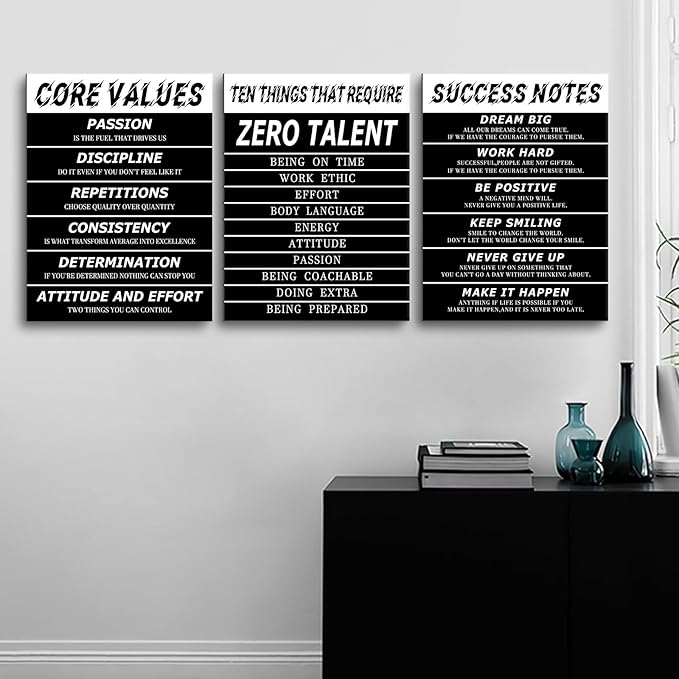 PJQART Motivational Canvas Wall Art Inspirational Quotes Print Posters Positive Hustle Picture Painting Artwork for Modern Home Office Bedroom Bathroom Wall Decoration Ready to Hang [36''W X 16''H]